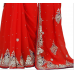 Astounding Red Colored Border Worked Chiffon Saree